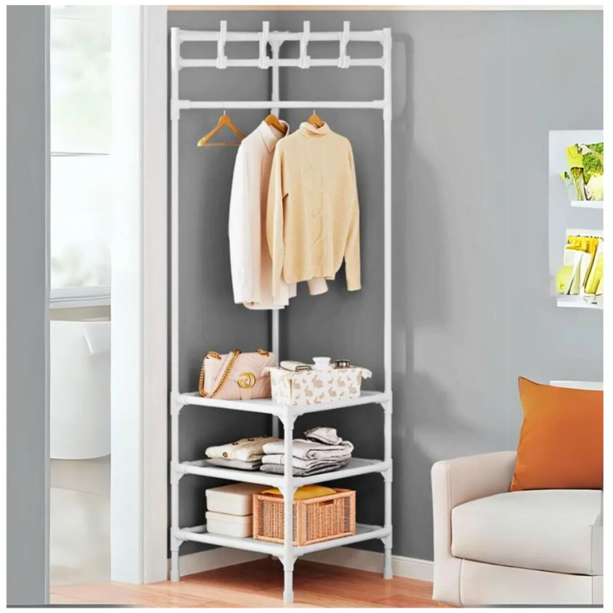 Perchero Organizador Esquinero Multifuncional Ropa Zapatos  -2