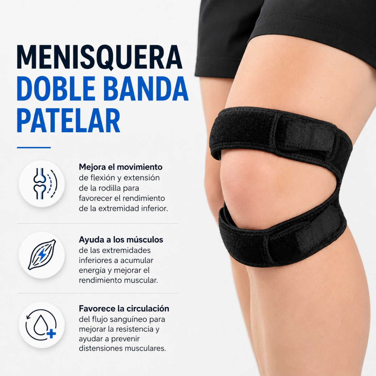 Menisquera Doble Banda Patelar Soporte Rodilla-2