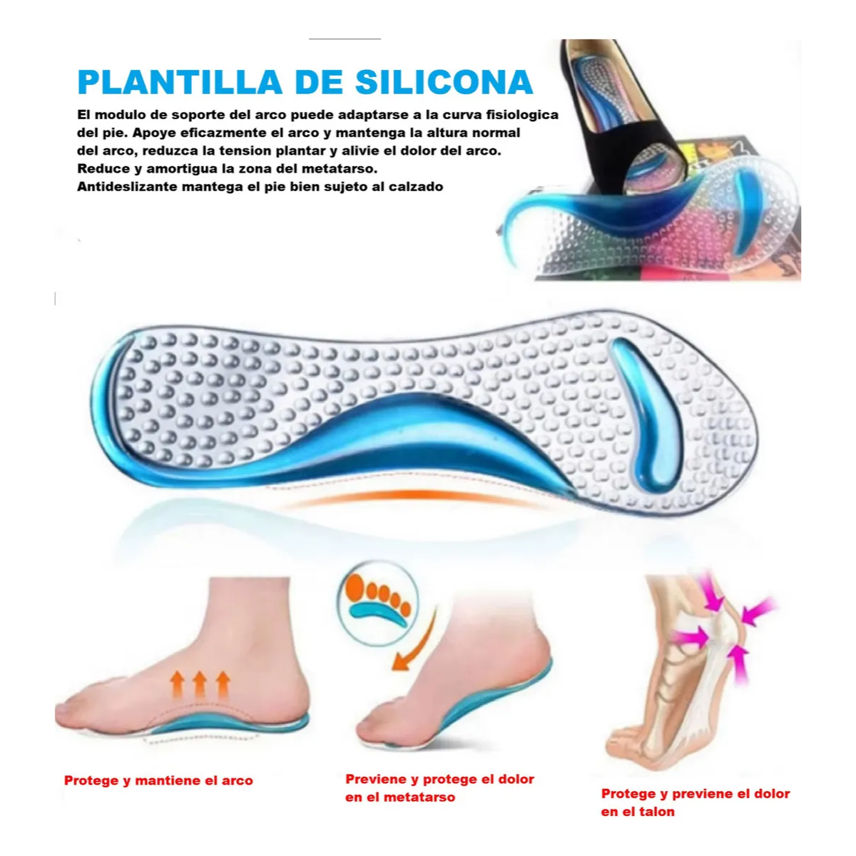 Plantilla De Silicona Con Soporte De Arco Deroyal Confort Rosa-2