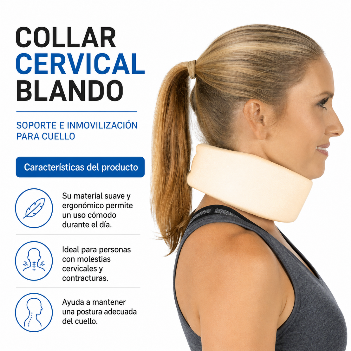 Collar Cervical Blando Inmovilizador Cuello Soporte Talla L-3
