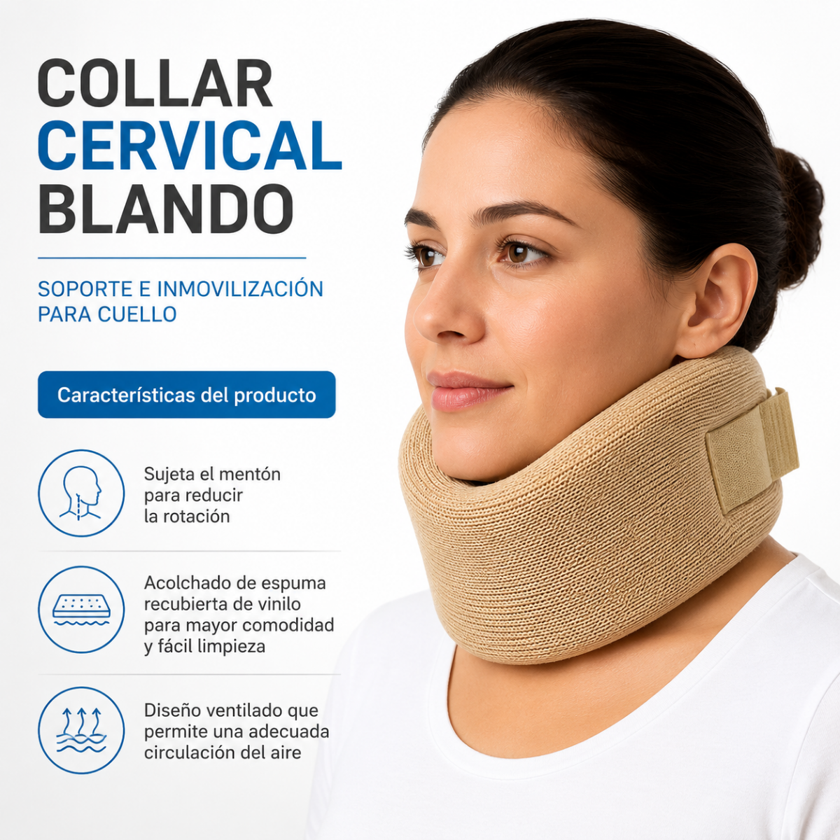 Collar Cervical Blando Inmovilizador Cuello Soporte Talla L-6