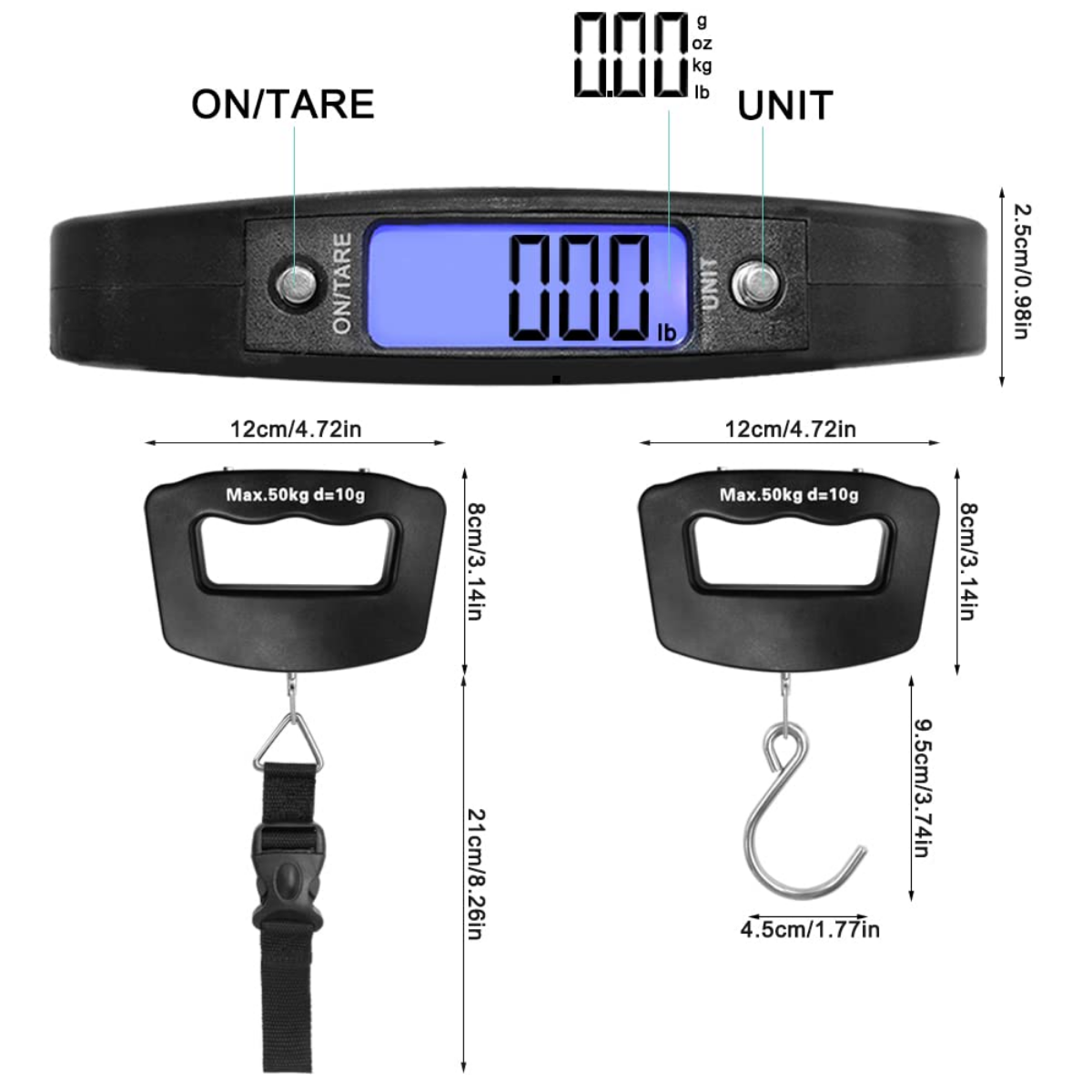 Balanza Digital Colgante Maletas Valijas 50kg Tacto Goma-4