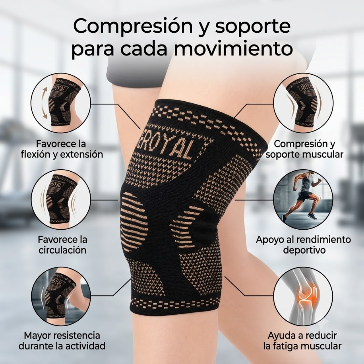 Rodillera Elastica De Compresion Deportiva Talla S m-2