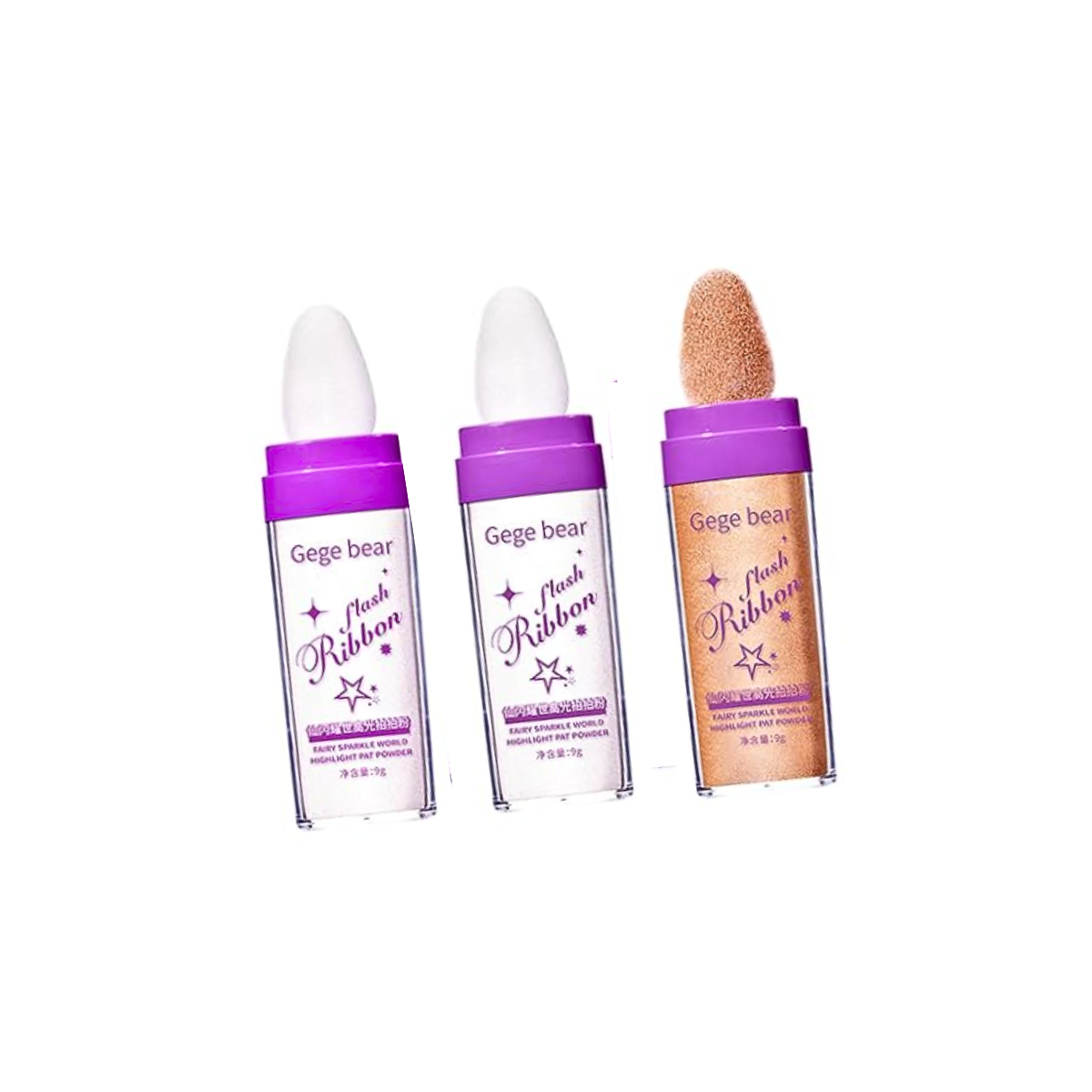 Pack 3 Iluminador Polvo Blanco x2 - Dorado De Hadas Para Rostro Y Cuerpo-0