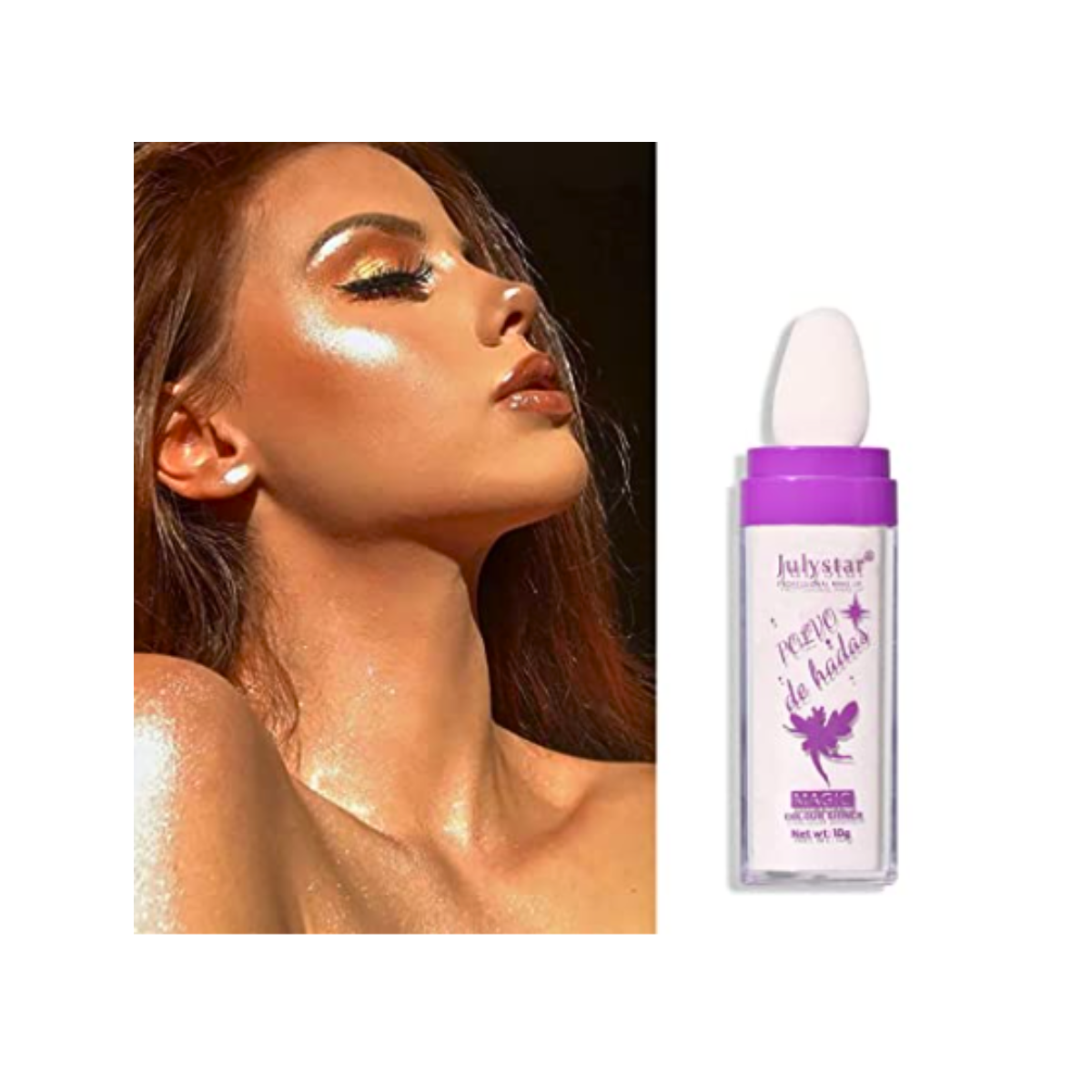 Pack 3 Iluminador Polvo Blanco x2 - Dorado De Hadas Para Rostro Y Cuerpo-1