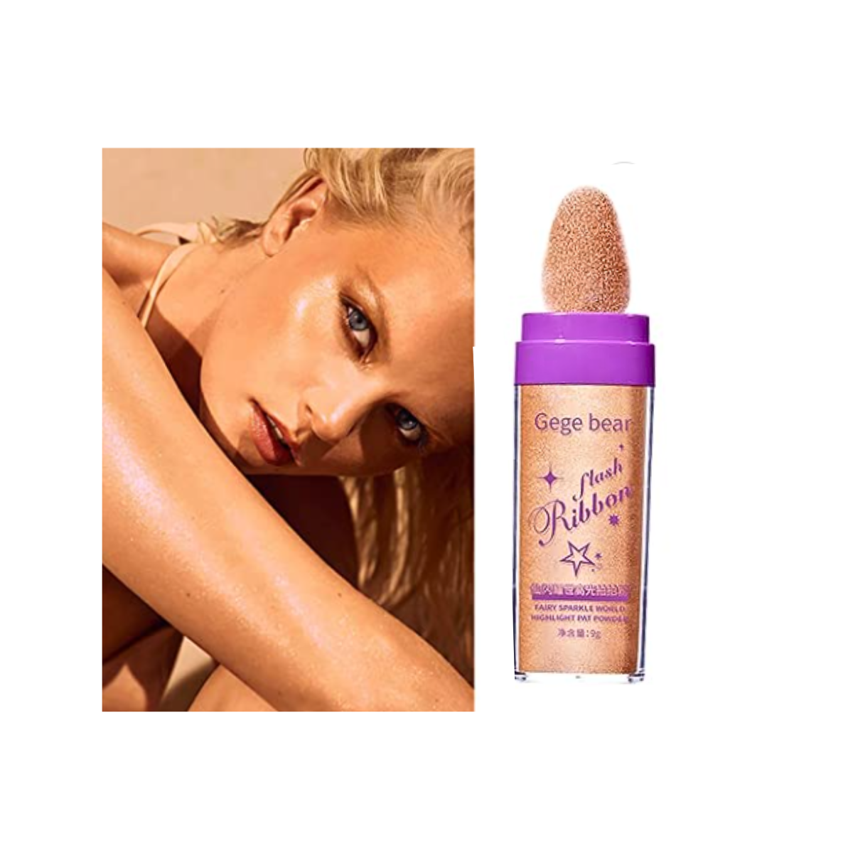 Pack 3 Iluminador Polvo Blanco x2 - Dorado De Hadas Para Rostro Y Cuerpo-2