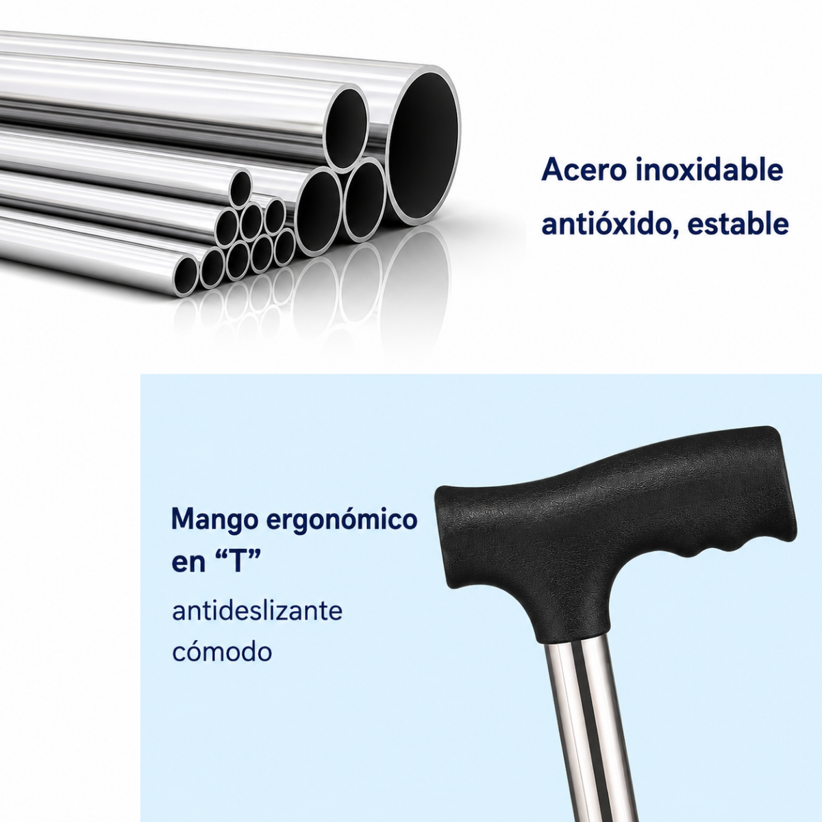 Baston Ortopedico 4 Apoyos Base Tetrapod Ajustable Metalico-3