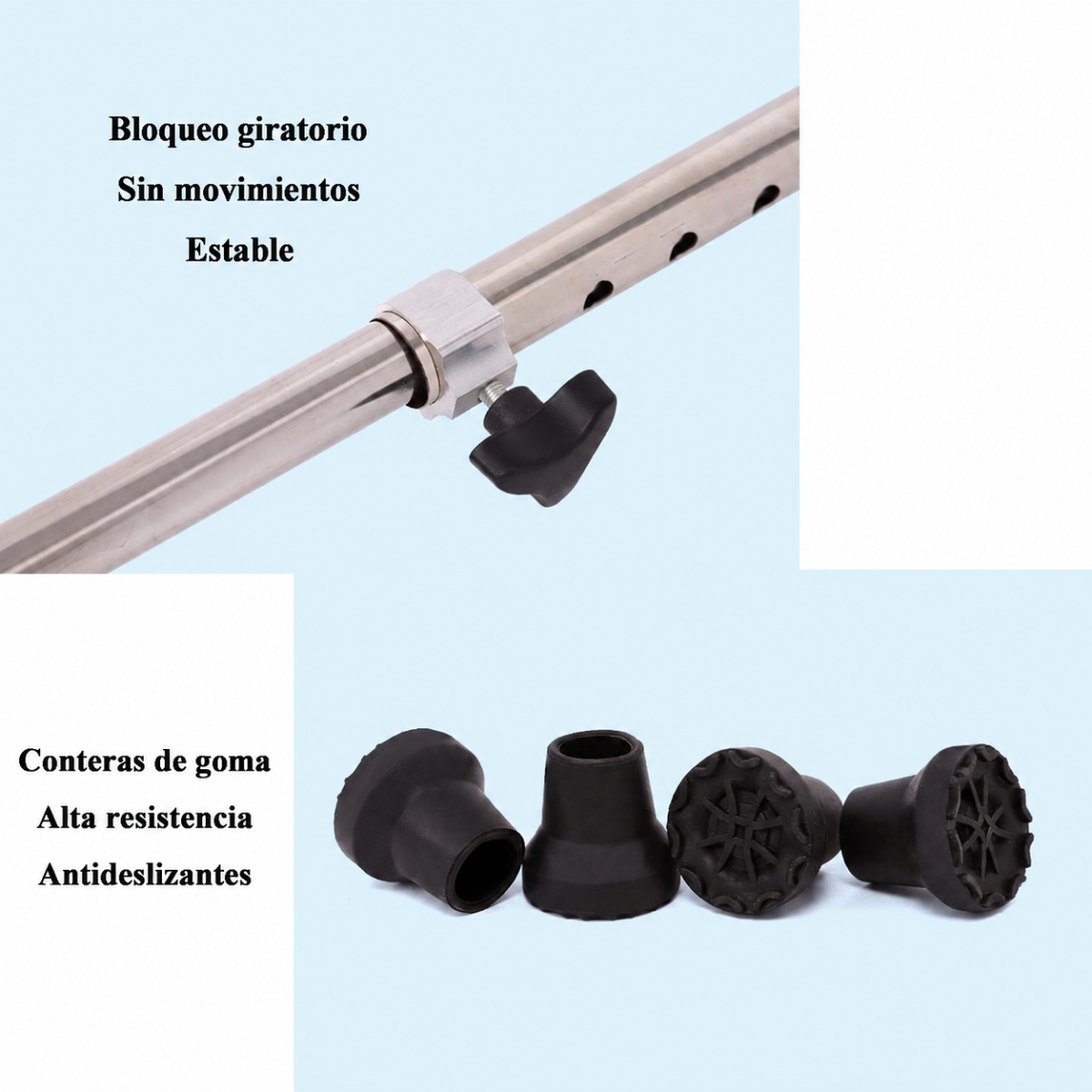 Baston Ortopedico 4 Apoyos Base Tetrapod Ajustable Metalico-4