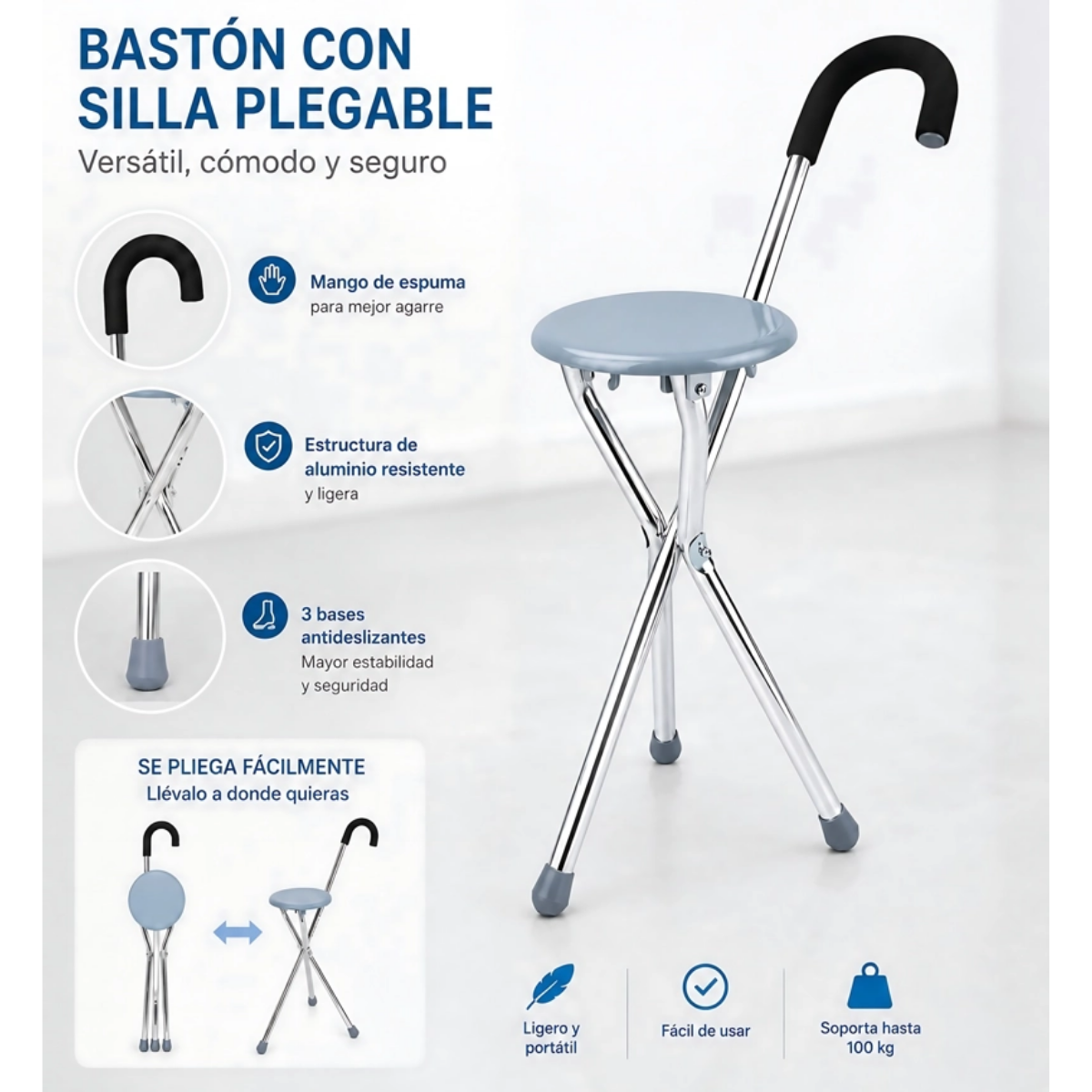 Baston Con Asiento Plegable Silla Ortopedica Adulto Mayor-2