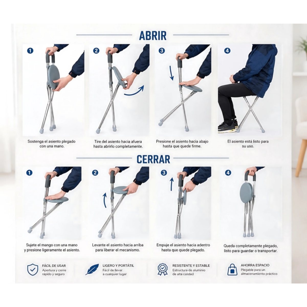 Baston Con Asiento Plegable Silla Ortopedica Adulto Mayor-3