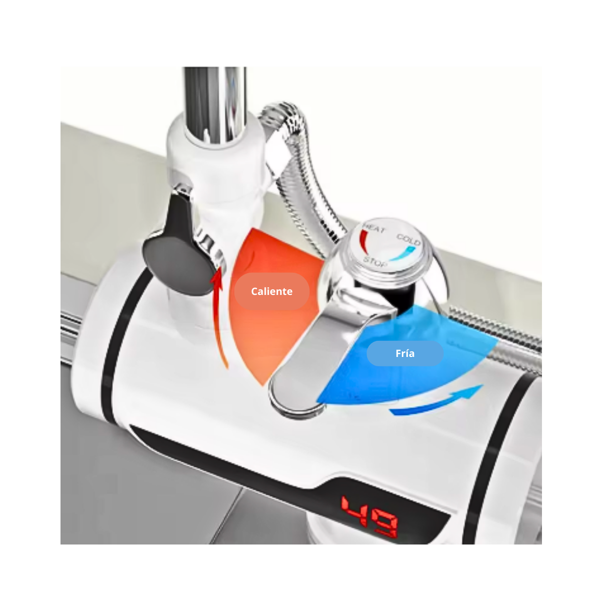 Grifo Llave Cabezal Ducha Calentador De Agua Fría Y Caliente-2