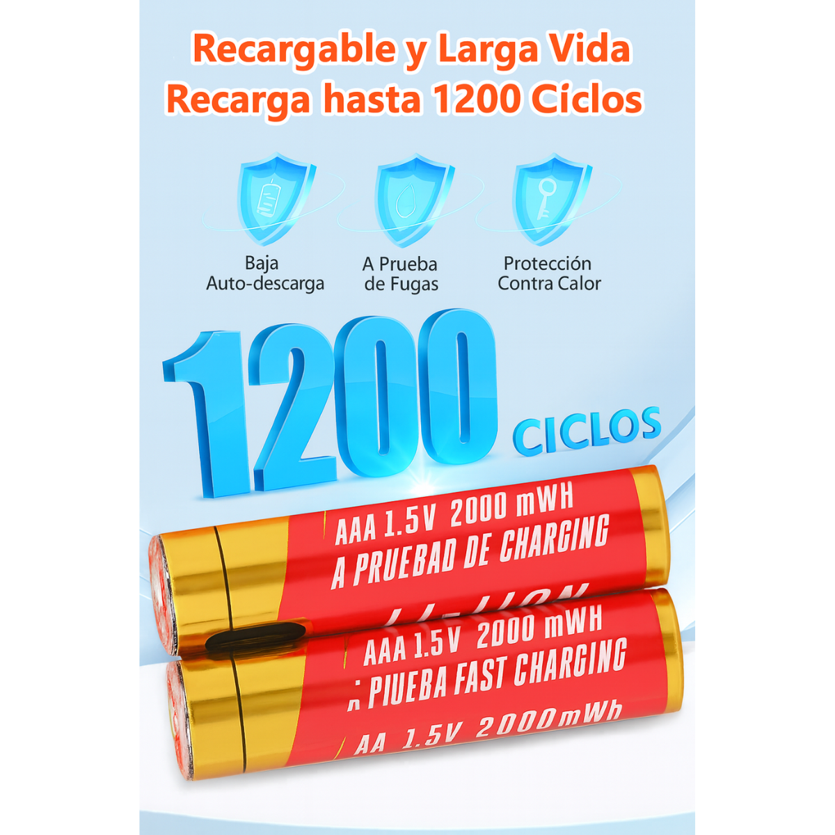 Pila AAA Recargable Con Cable Usb A Usb-c Carga Rápida-4
