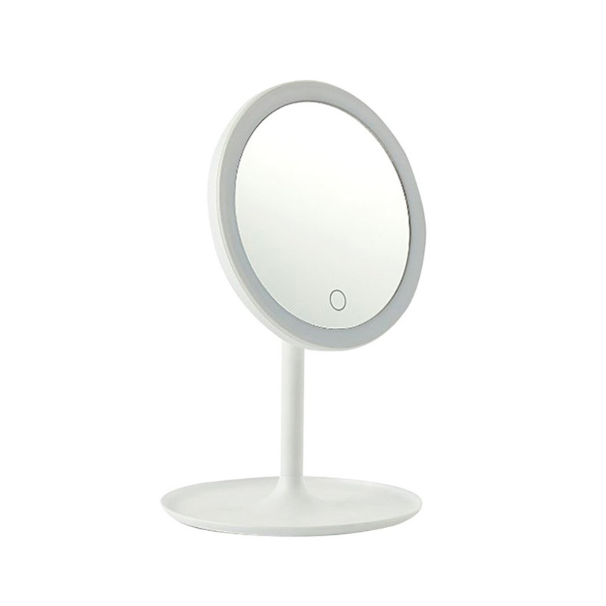 Espejo Maquillaje Circular Luz Led Y Base Organizador Joyas Blanco-2