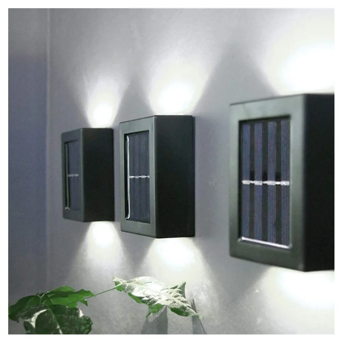 Lampara De Pared Foco Exterior Jardin Carga Solar Luz Calida-4
