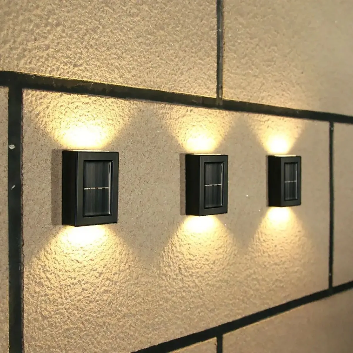 Lampara De Pared Foco Exterior Jardin Carga Solar Luz Calida-6