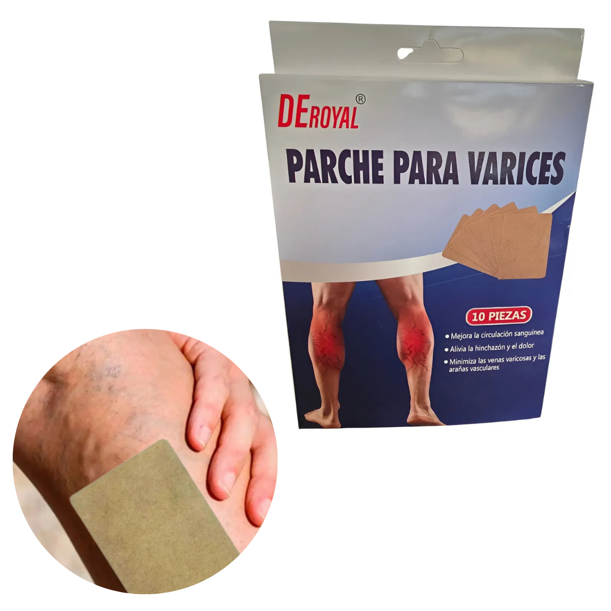 Pack 20 Parches Alivio Varices Circulacion E Hinchazon-0