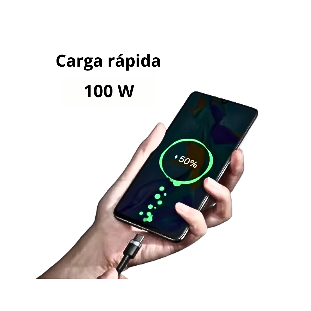 Cable De Carga  Rápida Usb-c A C Antinudos Trenzado Negro-3