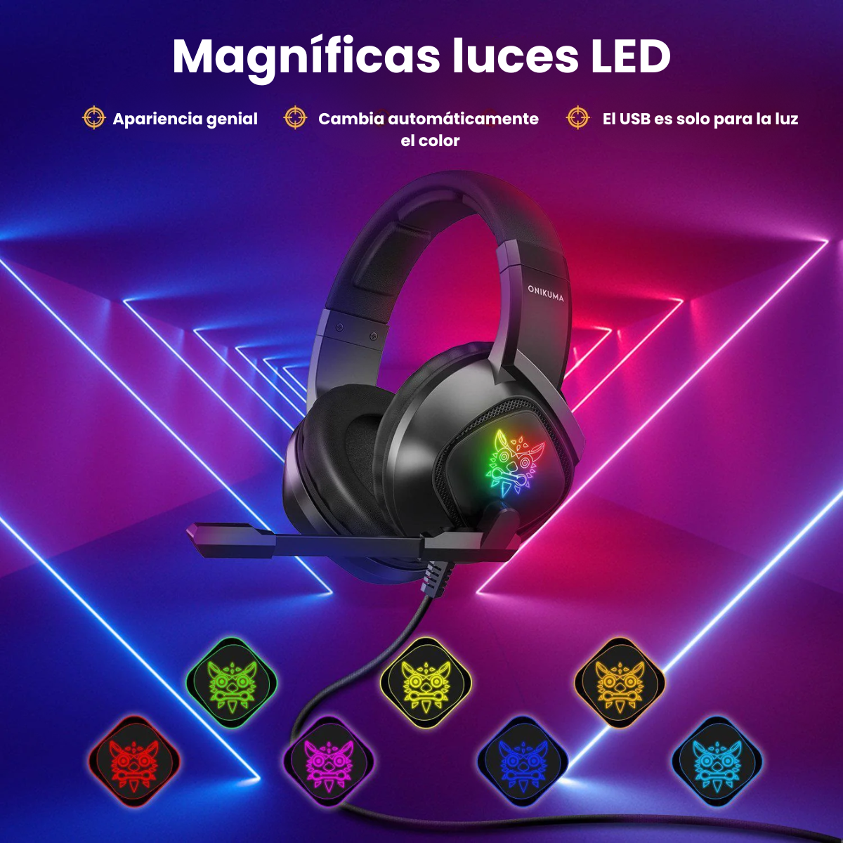 Audífonos De Cable Gamer Profesional Con Micrófono Negro-2