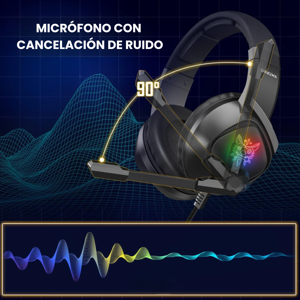 Audífonos De Cable Gamer Profesional Con Micrófono Negro-3
