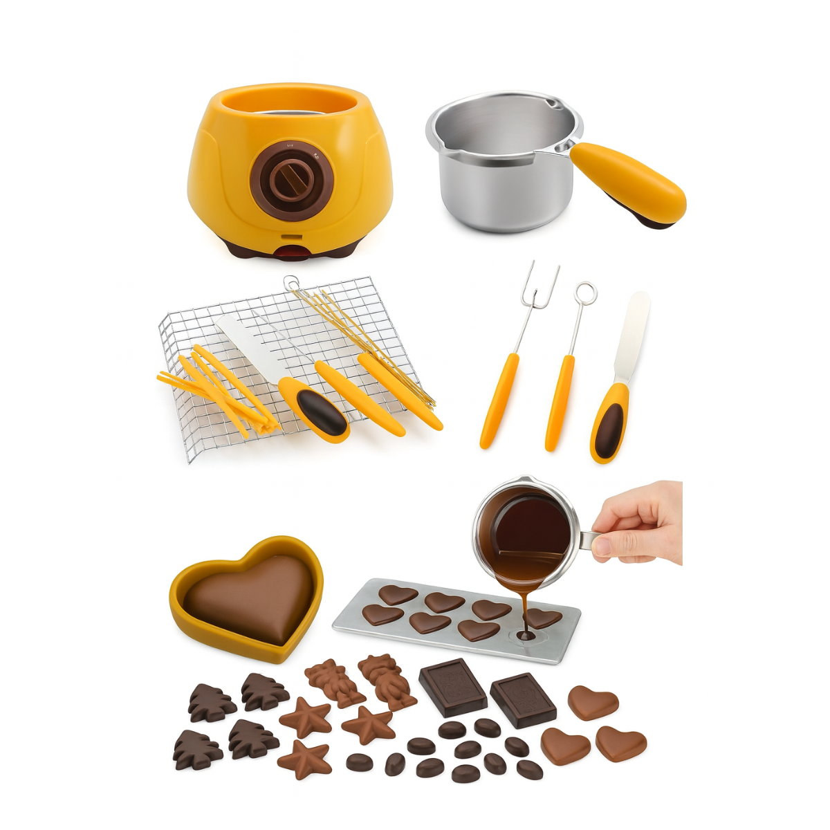 Kit Máquina Olla Fondue Para Derretir Chocolate + Accesorios-3