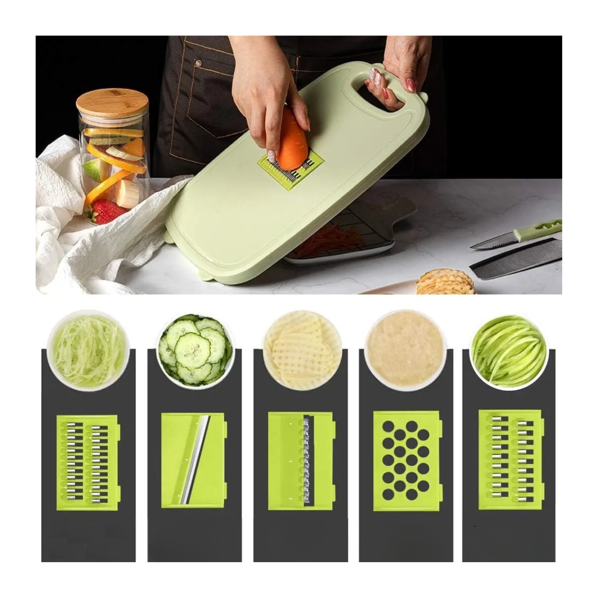 Kit Tabla Plegable Cortador De Alimentos + 2 Cuchillos-3