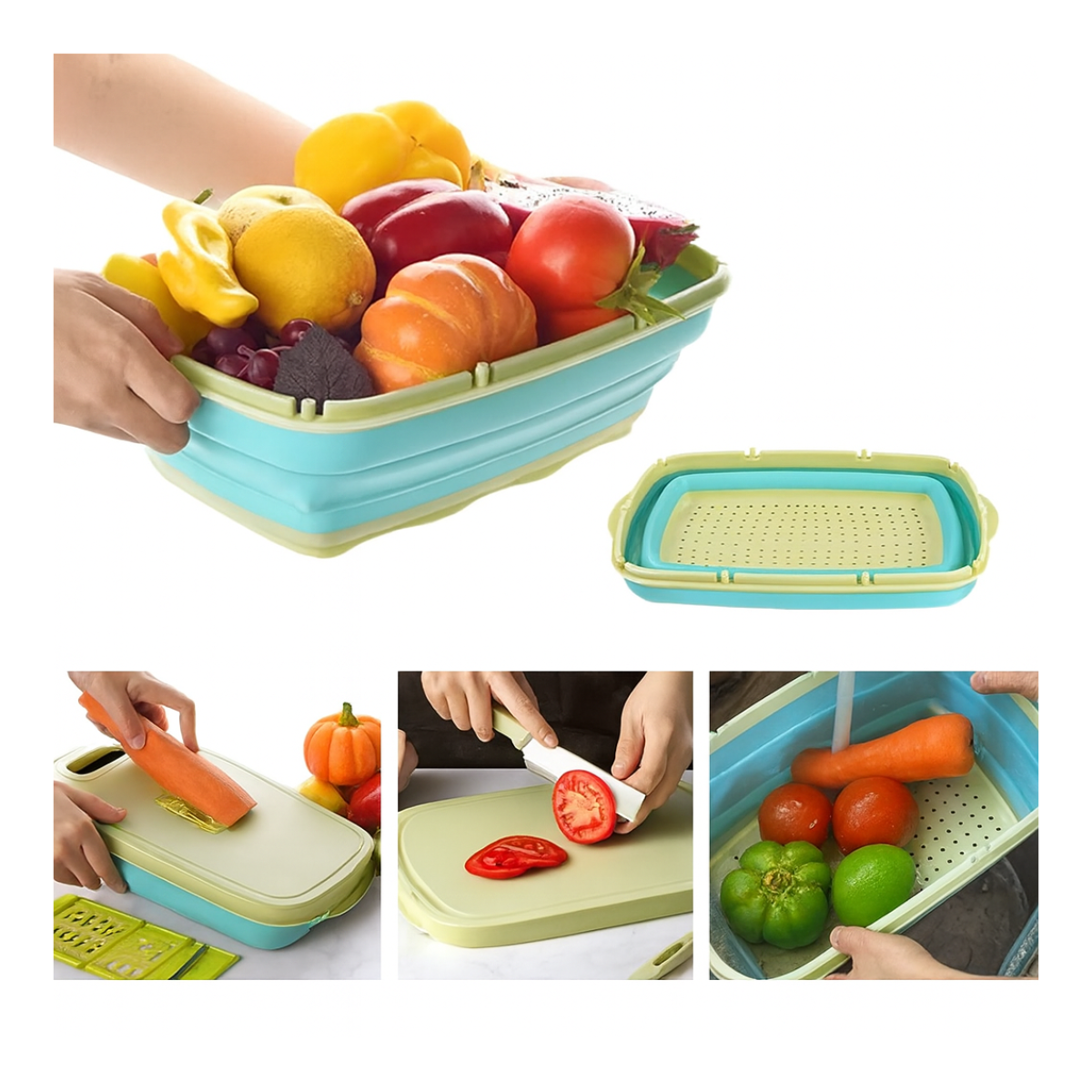 Kit Tabla Plegable Cortador De Alimentos + 2 Cuchillos-4