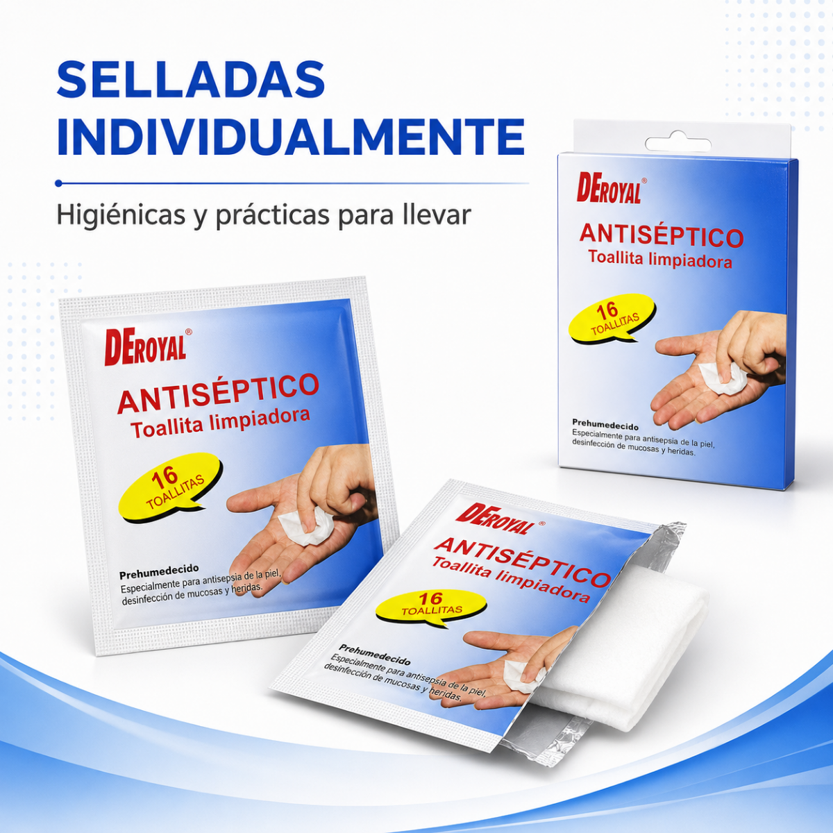 Pack 48 Toallitas Humedas Desinfectantes Antisepticas Herida-2