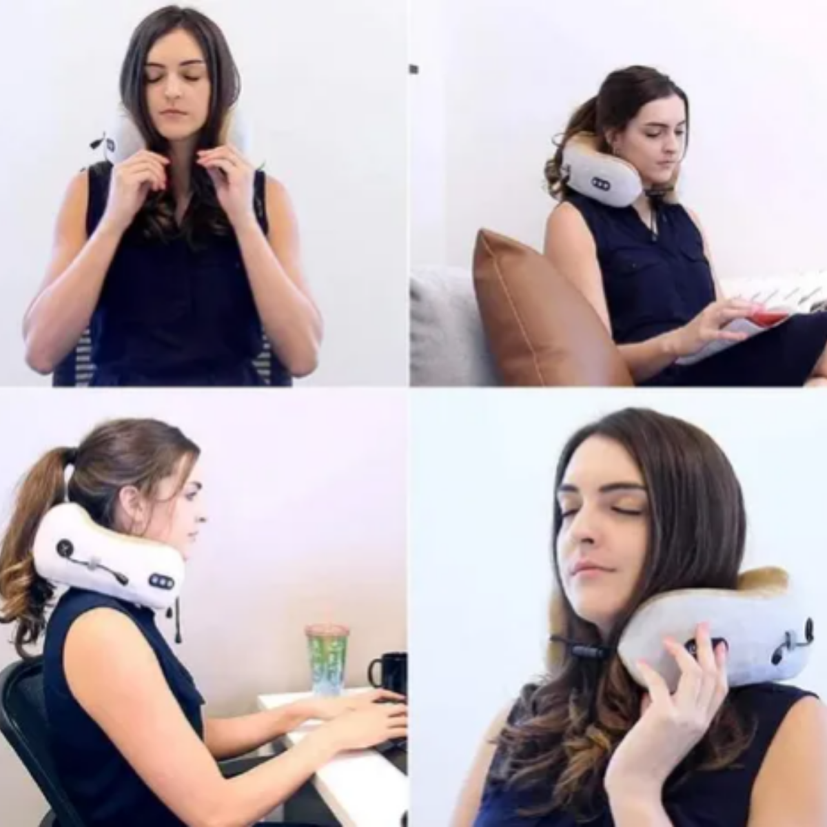 Almohada Cojin Masajeador Cuello Cervical Portátil Relajante-4