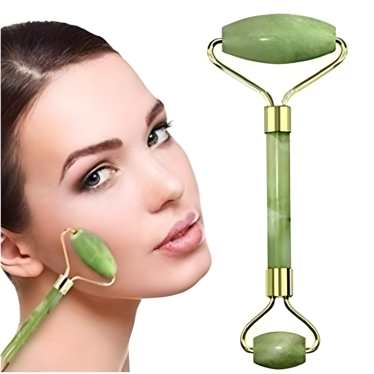 Set Rodillo Facial De Jade Con Cintillo Skincare-3