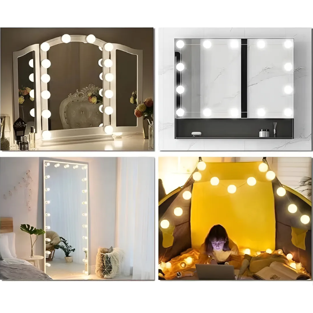 Pack 10 Luces Focos Led Espejo Vanity Luz Multicolor Blanca-2