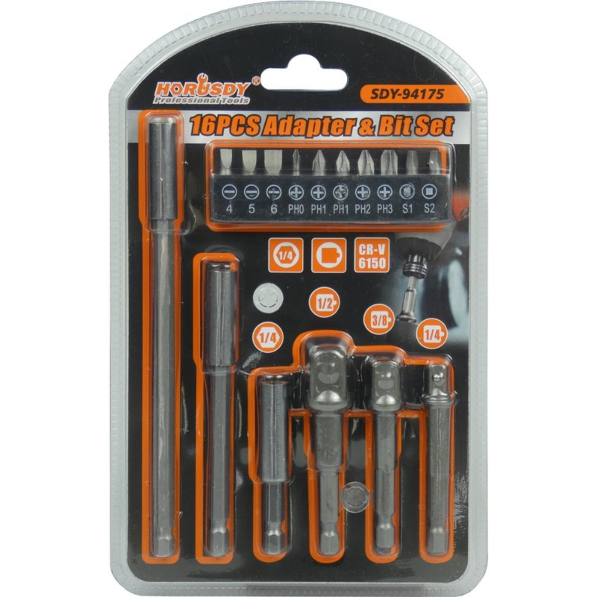 Set 16 Puntas Adaptadores Y Destornillador 1 4 1 2 3 8-5