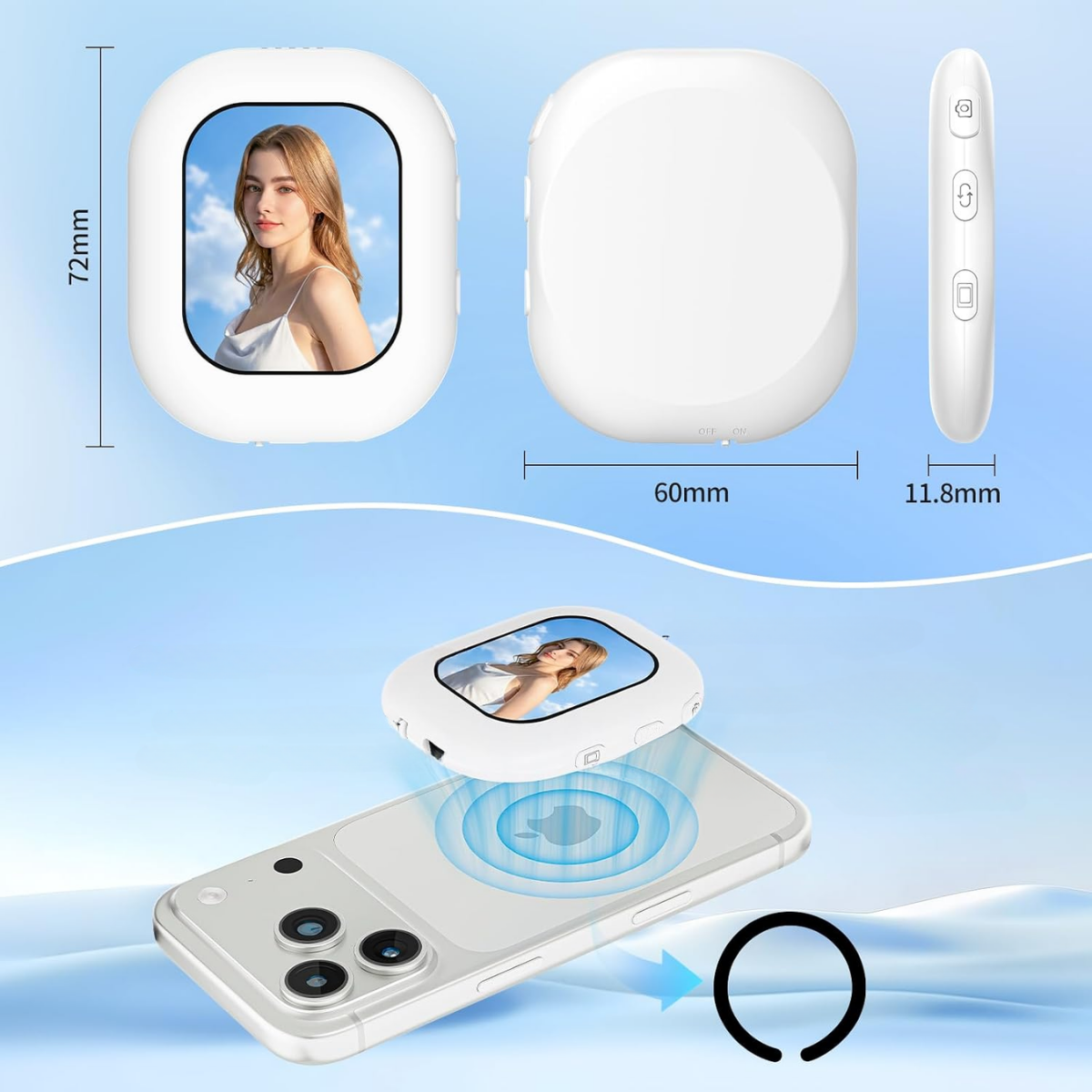 Mini Espejo Pantalla Selfie Magnetica Luz Led Celular Usb c-2