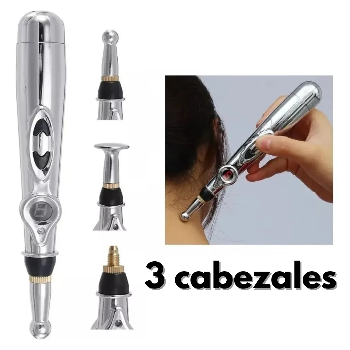 Lapiz Acupuntura Meridian Massage Pen Electrico 3 Cabezales-2