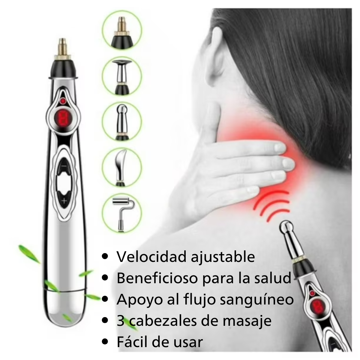 Lapiz Acupuntura Meridian Massage Pen Electrico 3 Cabezales-4