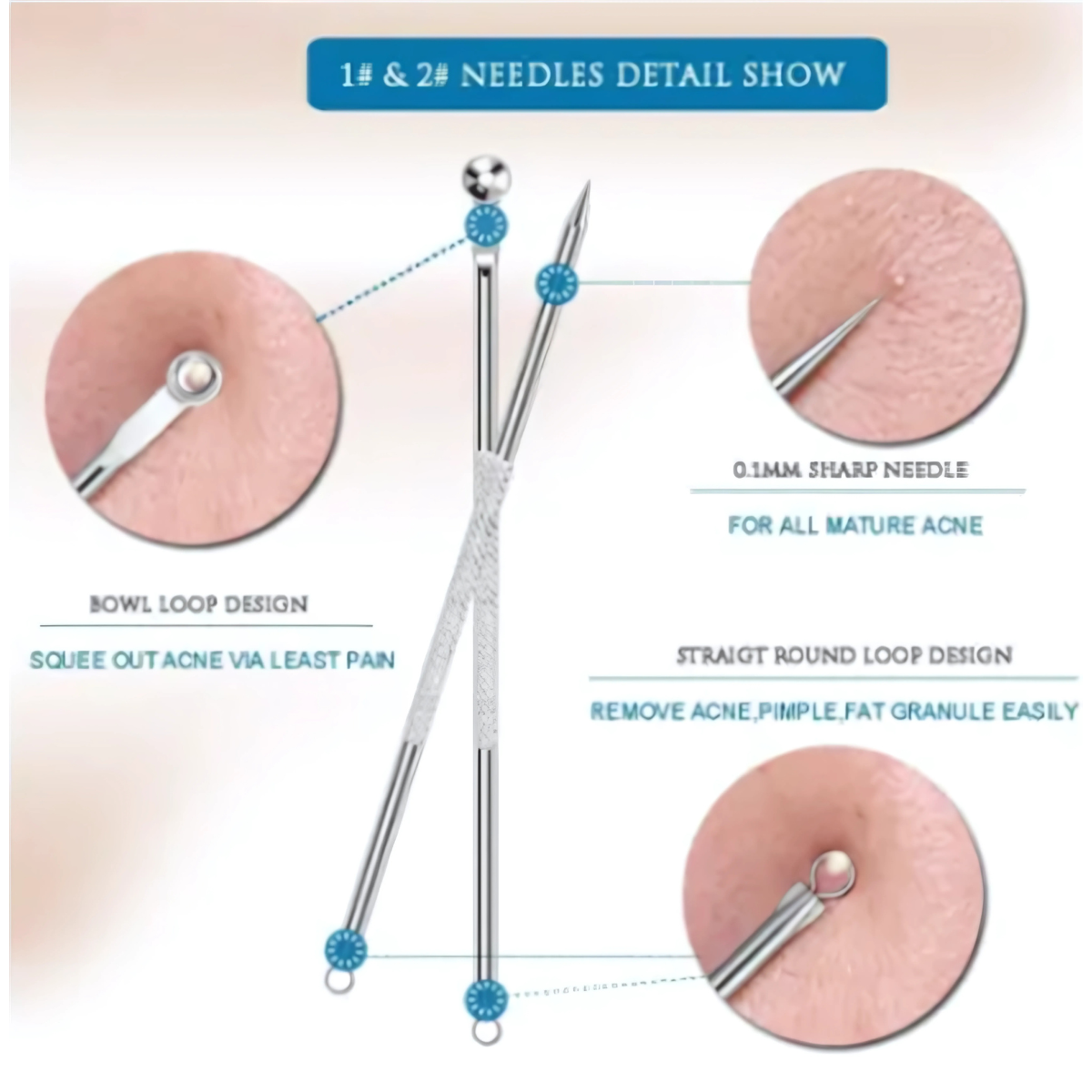 Kit Extractor De Comedones Espinillas 4 Piezas Doble Cabezal-2