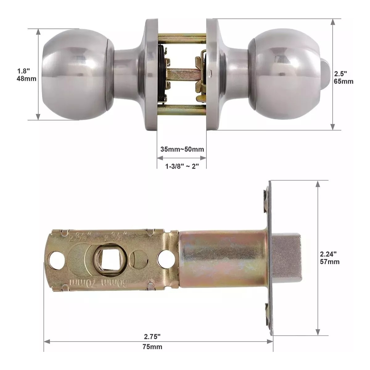 Cerradura Puerta Principal Acero Inoxidable Circular Plata-4