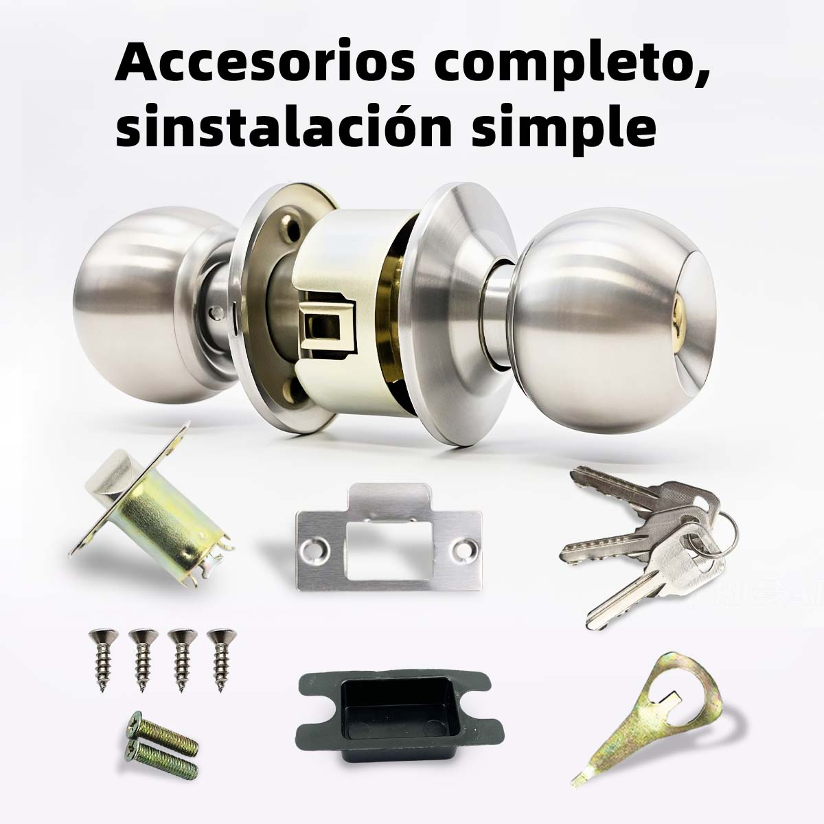 Cerradura Puerta Principal Acero Inoxidable Circular Plata-5