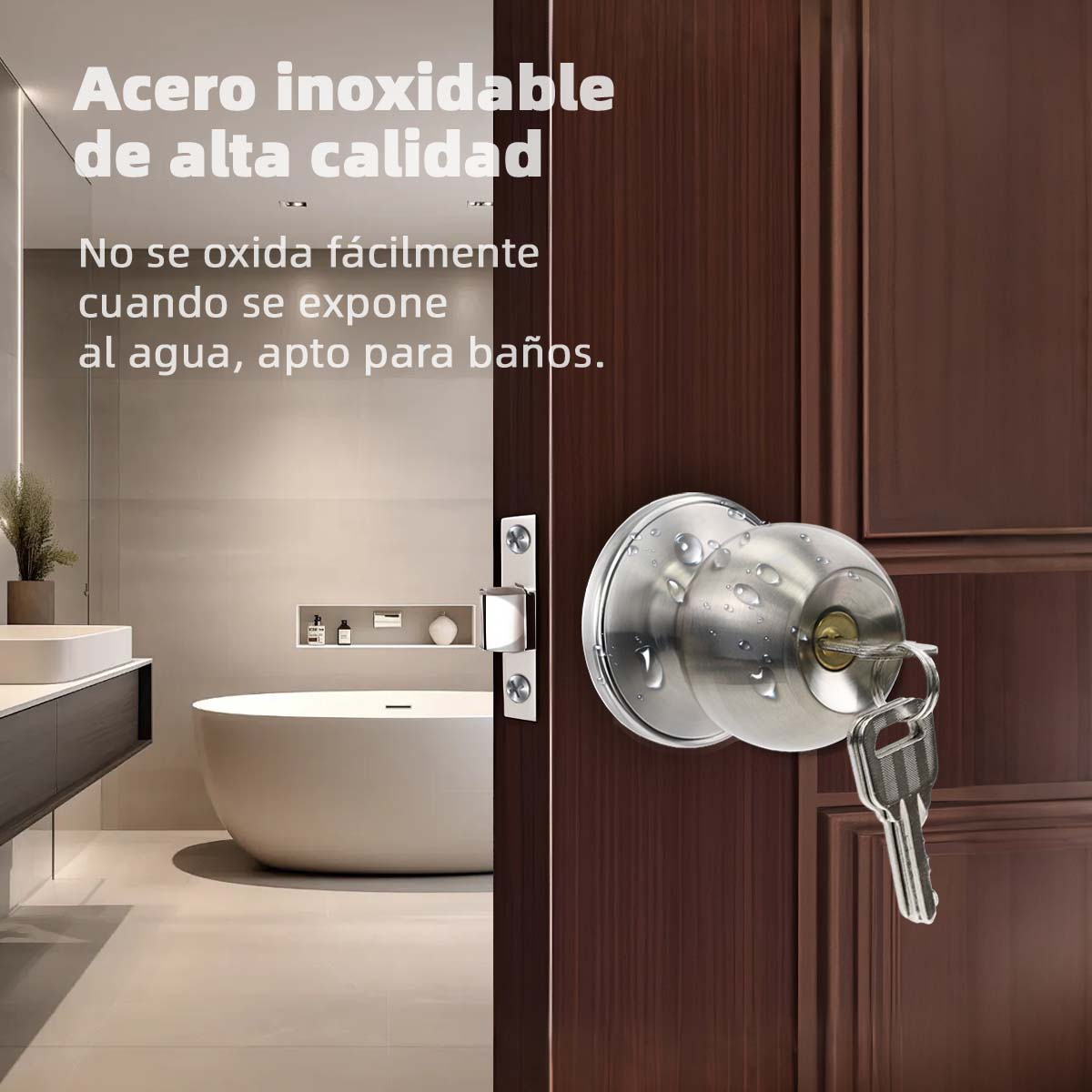 Cerradura Puerta Principal Acero Inoxidable Circular Plata-6