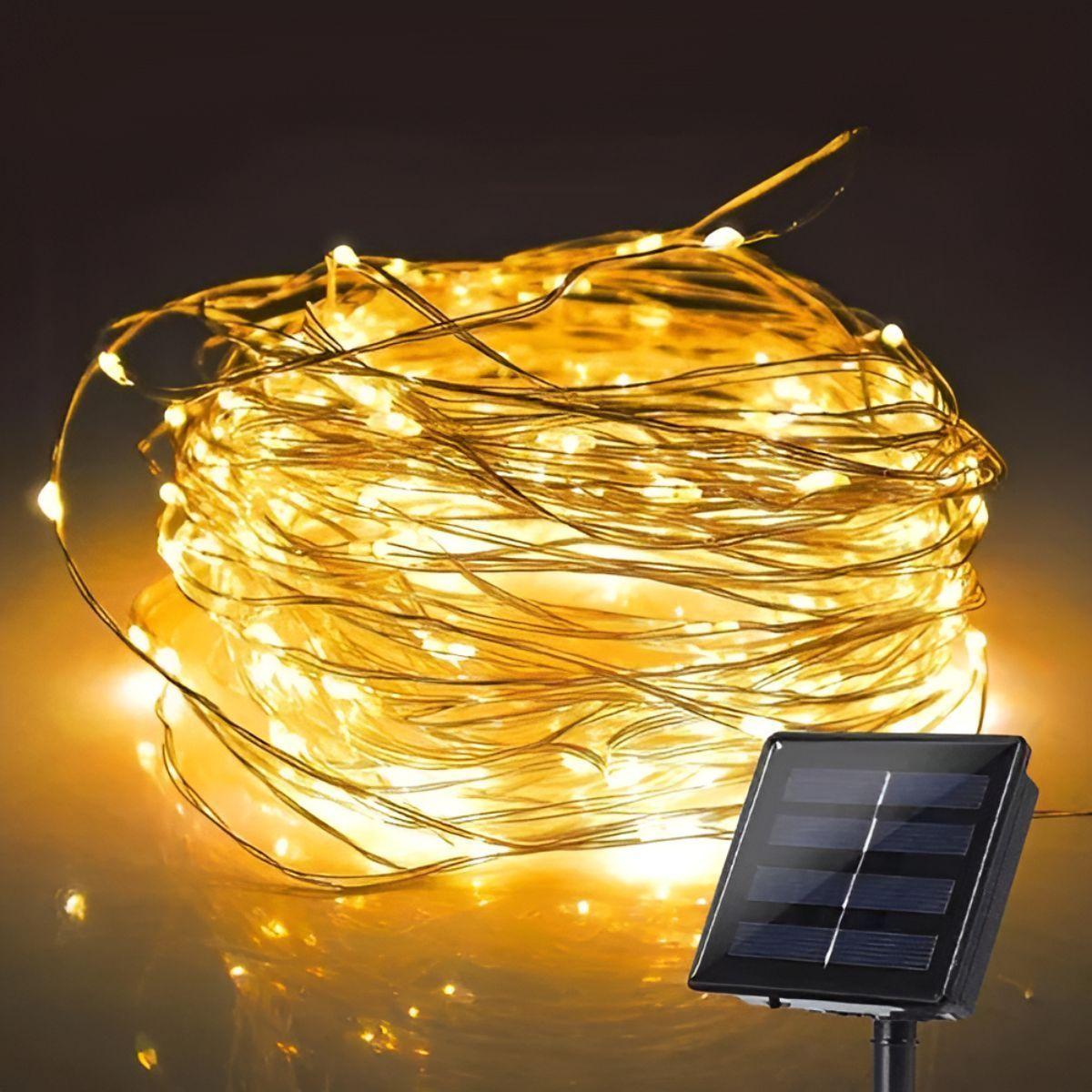 Luces Luz Hada Navidad Recarga Solar 20mts C lida-6