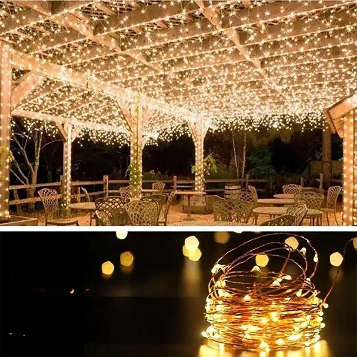 Luces Luz Hada Navidad Recarga Solar 20mts C lida-7