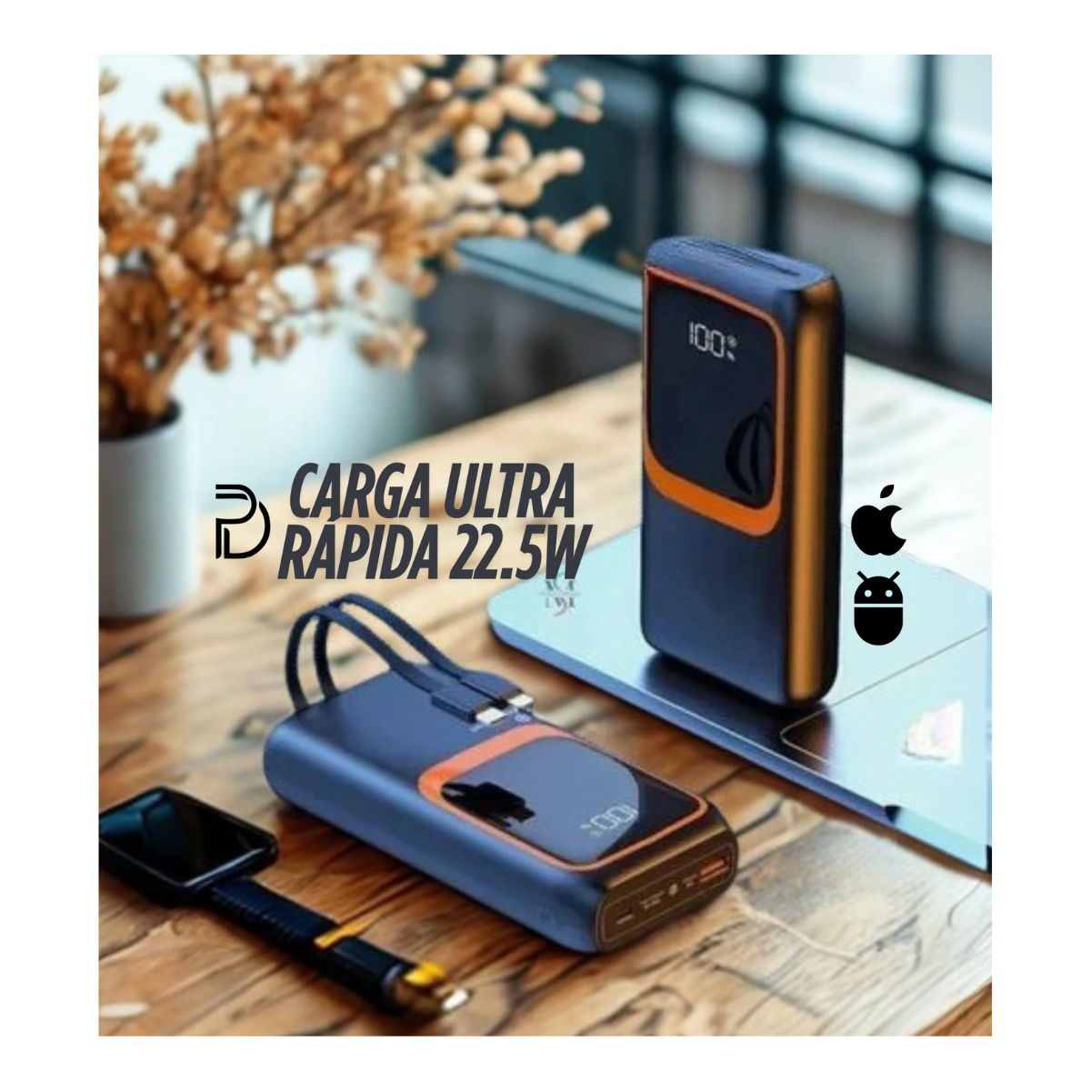 Cargador Portátil Power Bank 2 Cables 20000mah-3