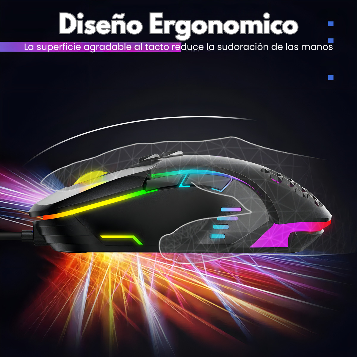 Mouse Raton Con Cable Gamer Negro Luz Led Multicolor Rgb-3