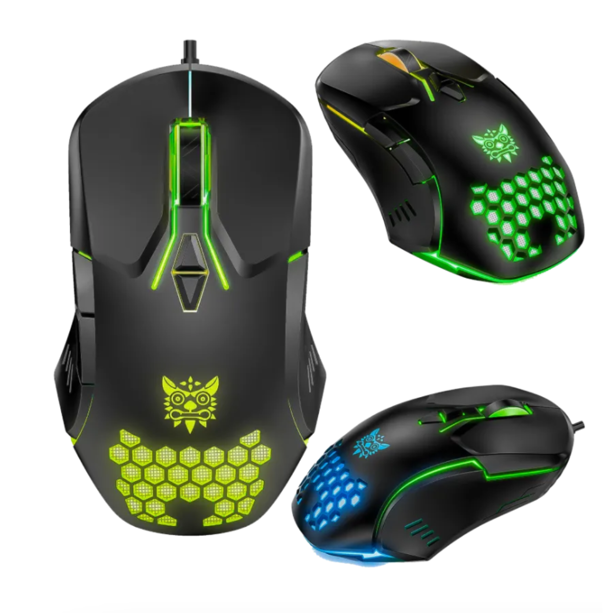 Mouse Raton Con Cable Gamer Negro Luz Led Multicolor Rgb-4