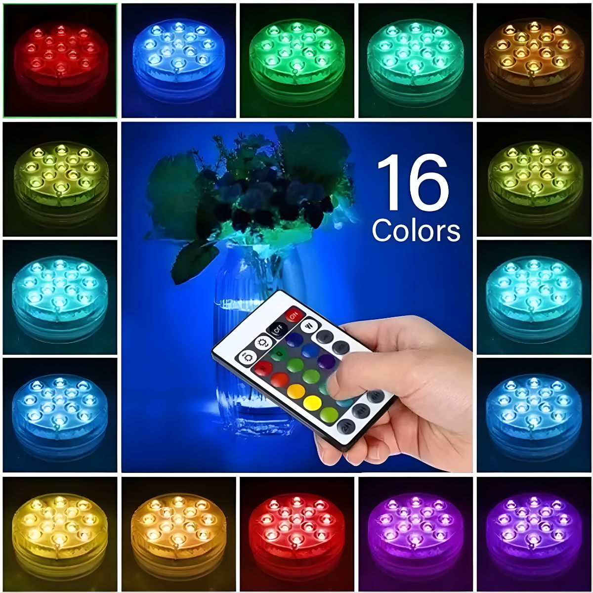 Luz Led Sumergible Rgb Control Remoto Para Piscina Pecera-5