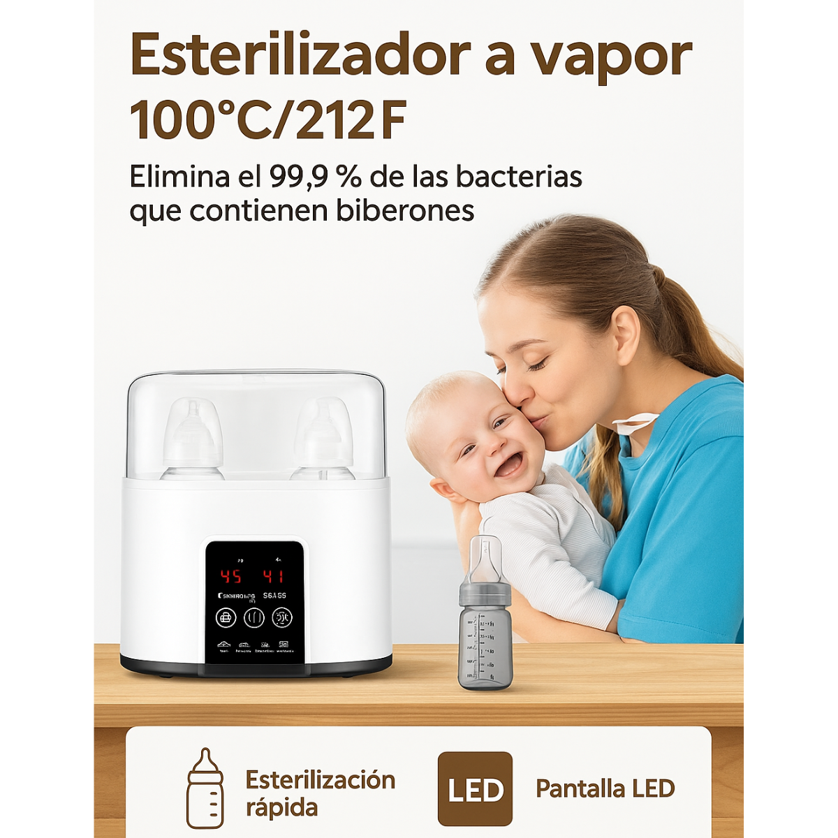 Calentador Esterilizador Mamaderas Cabida Doble Pantalla Led-5