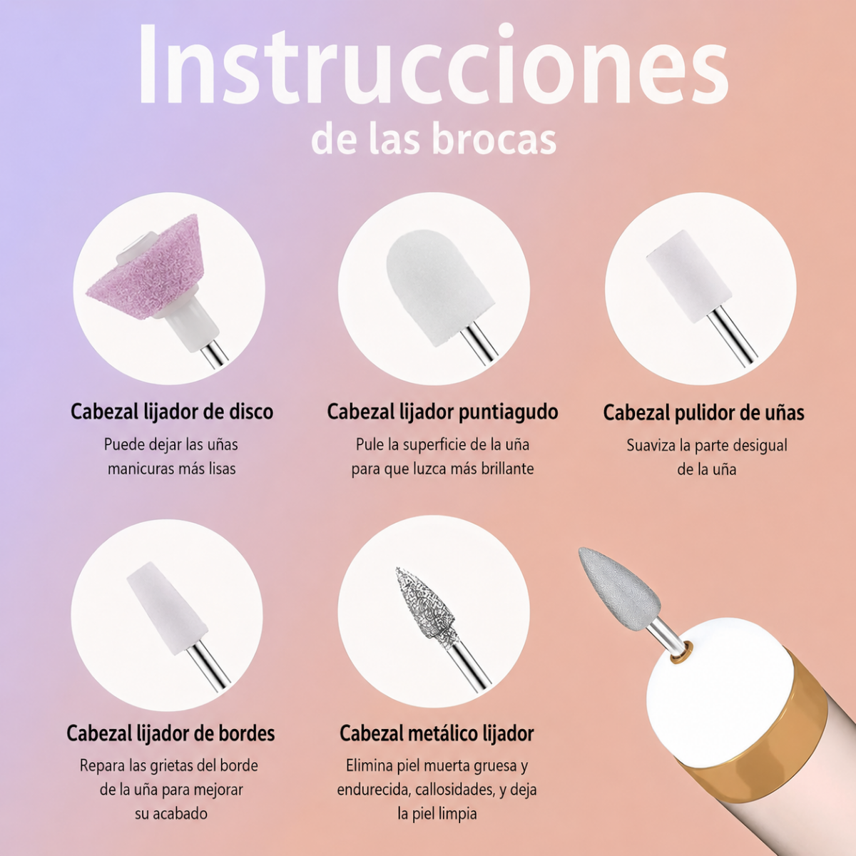 Torno Lima Electrica De Unas Profesional Recargable 5 En 1-3