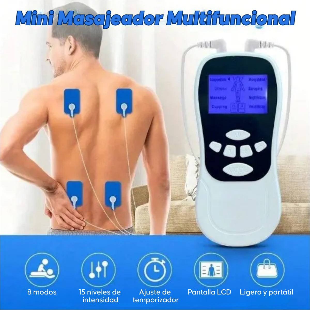 Masajeador Electrico De Pulsos Tens Portatil Multifuncional-5