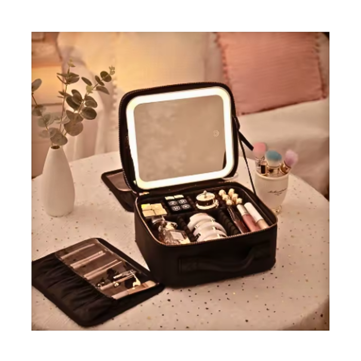 Cosmetiquero Organizador De Maquillaje Viaje Espejo Luz Led-5