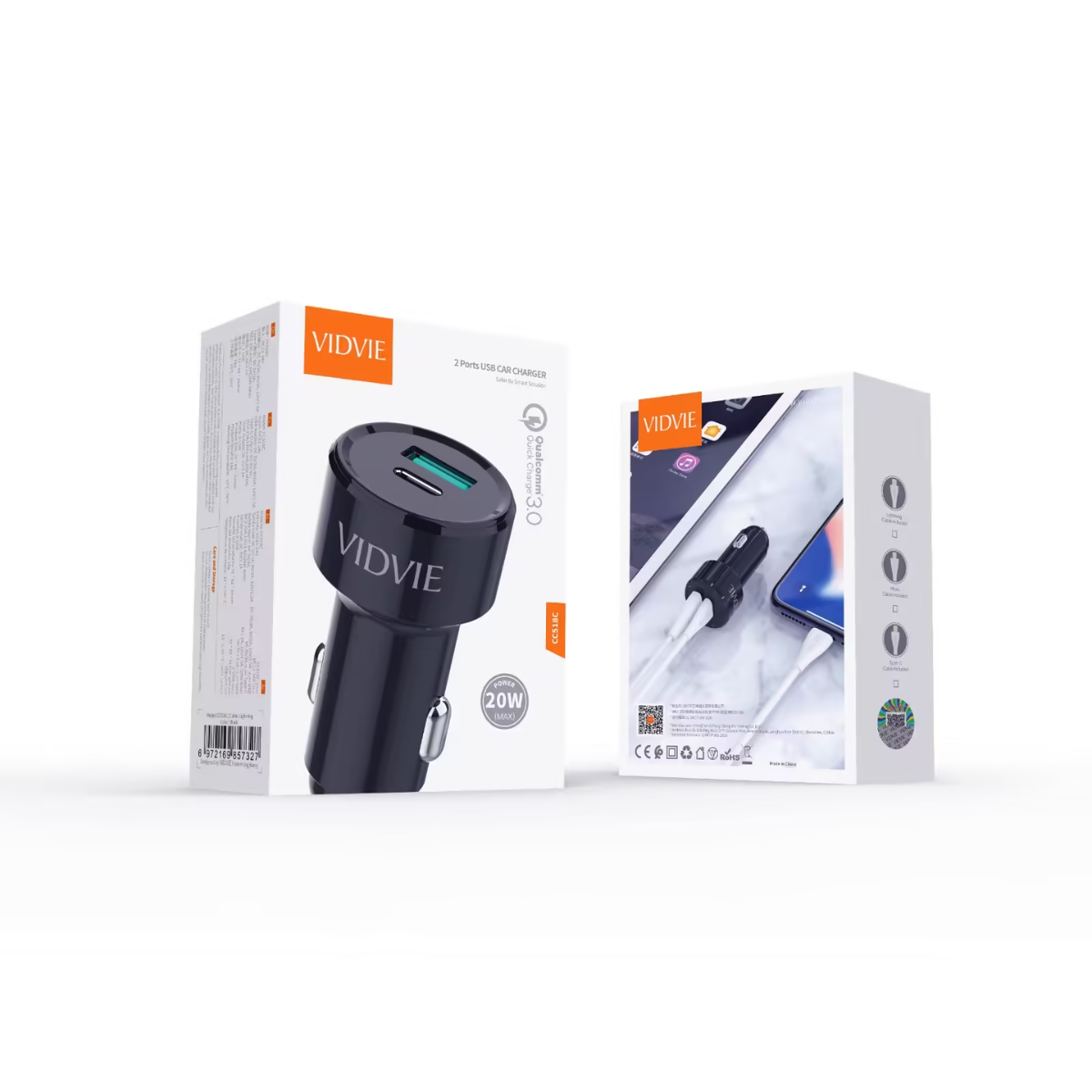 Adaptador Cargador Para Auto Doble Carga Rápida Usb-c 20w-3