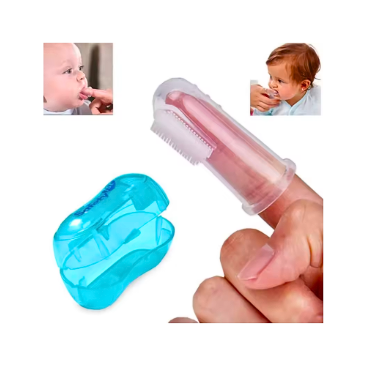Cepillo Dedal De Dientes Bebés + Cajita De Almacenamiento-4